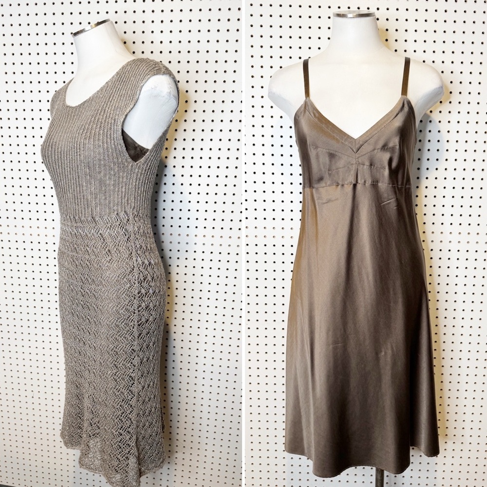 Margaret‎ O’Leary | Crochet Knit Semi-Sheer Dress w/ Slip Dress Separate Sz. M - Picture 2 of 12